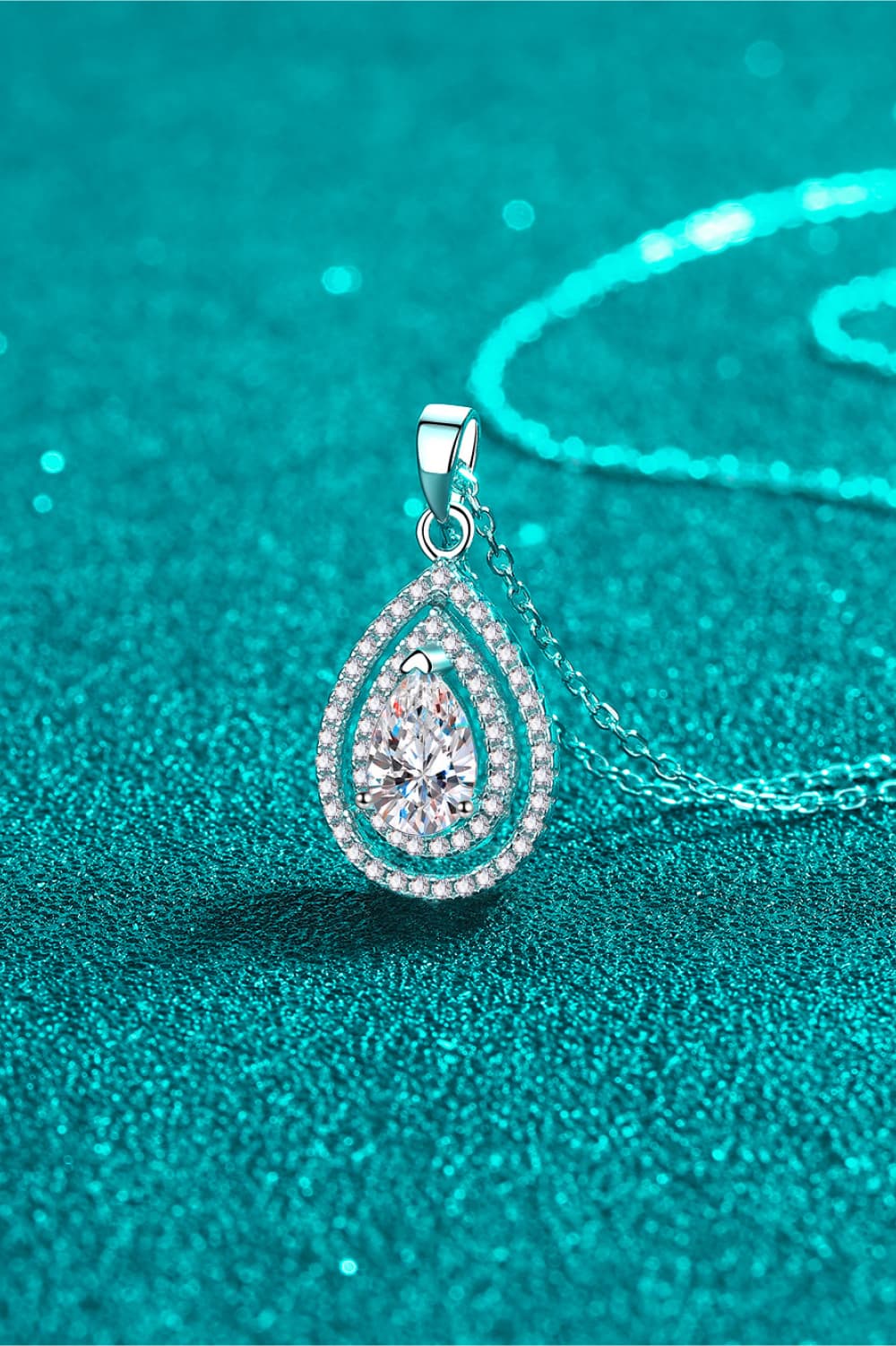 1 Carat Moissanite Teardrop Pendant Necklace BLUE ZONE PLANET