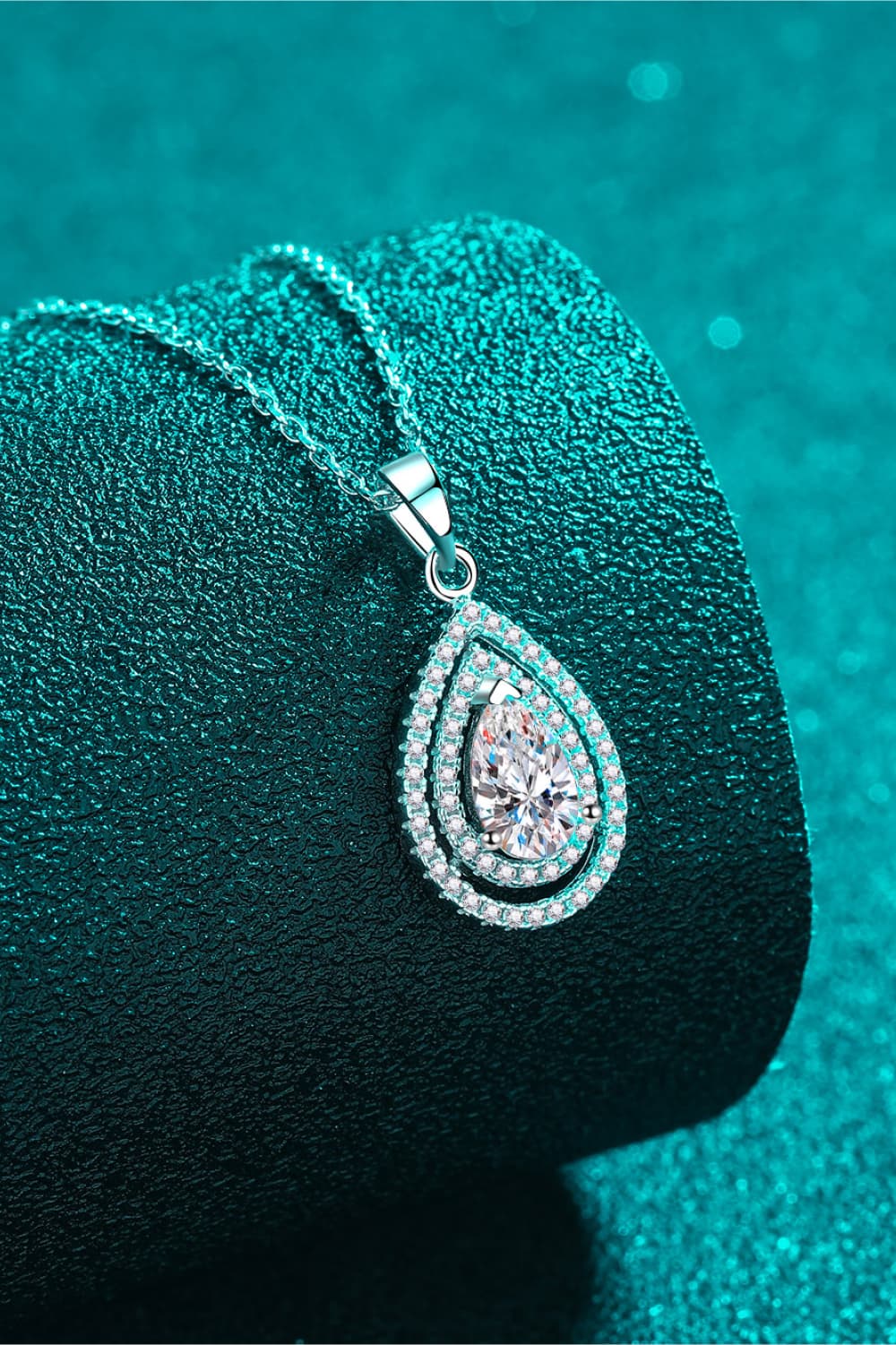 1 Carat Moissanite Teardrop Pendant Necklace BLUE ZONE PLANET