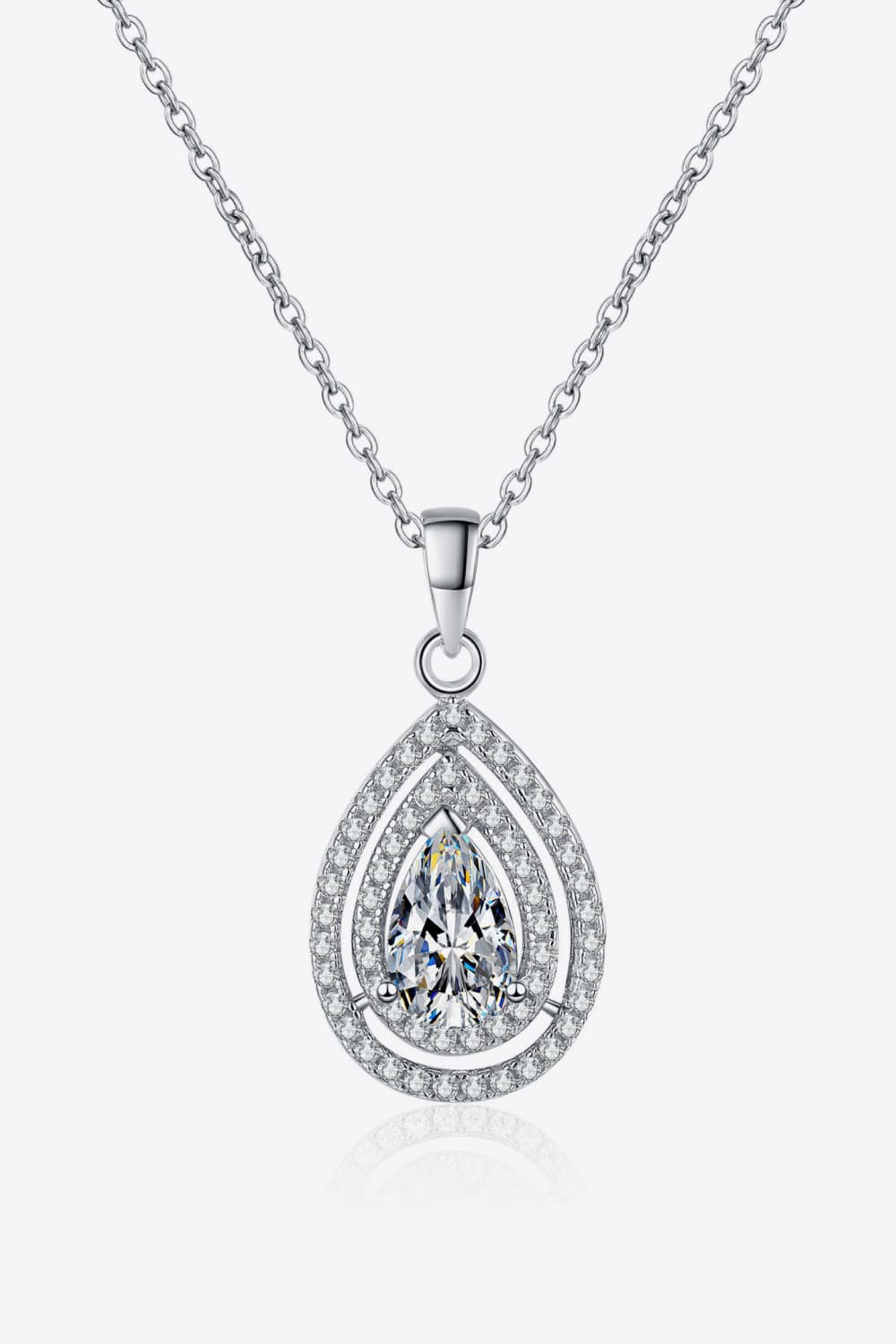 1 Carat Moissanite Teardrop Pendant Necklace BLUE ZONE PLANET