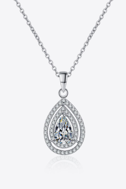 1 Carat Moissanite Teardrop Pendant Necklace BLUE ZONE PLANET