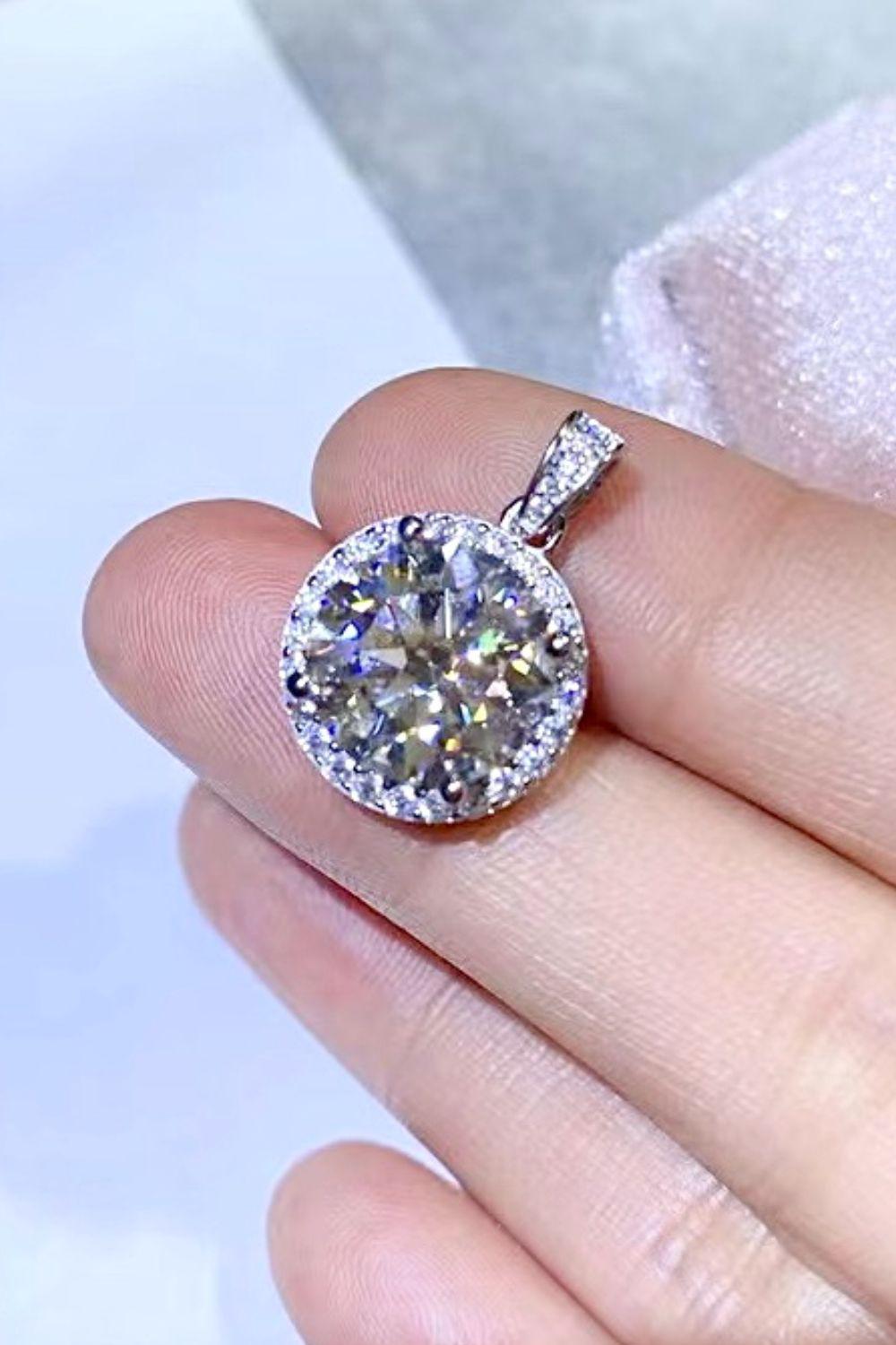 10 Carat Moissanite Pendant Platinum-Plated Necklace BLUE ZONE PLANET