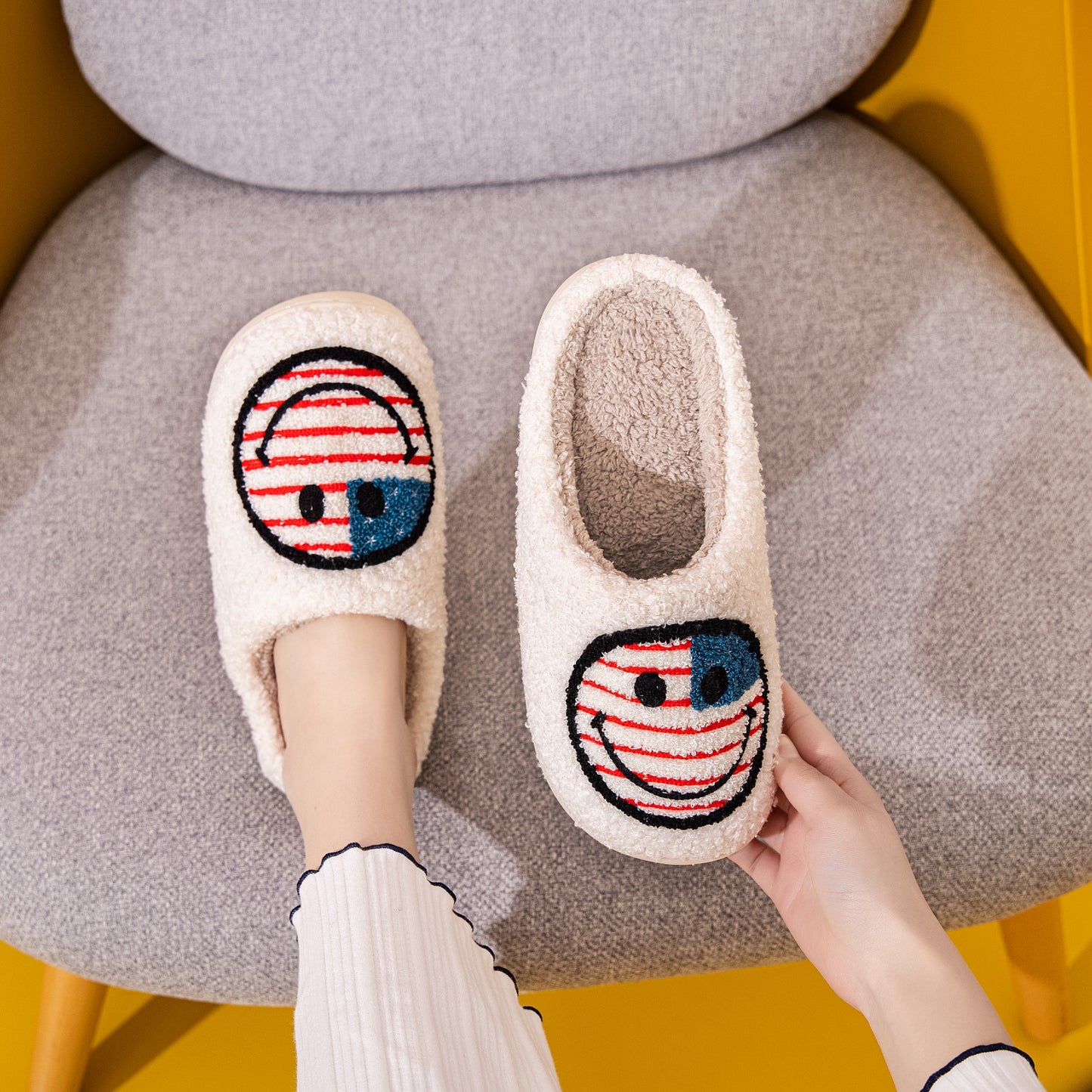 Blue Zone Planet | Melody Smiley Face Slippers BLUE ZONE PLANET