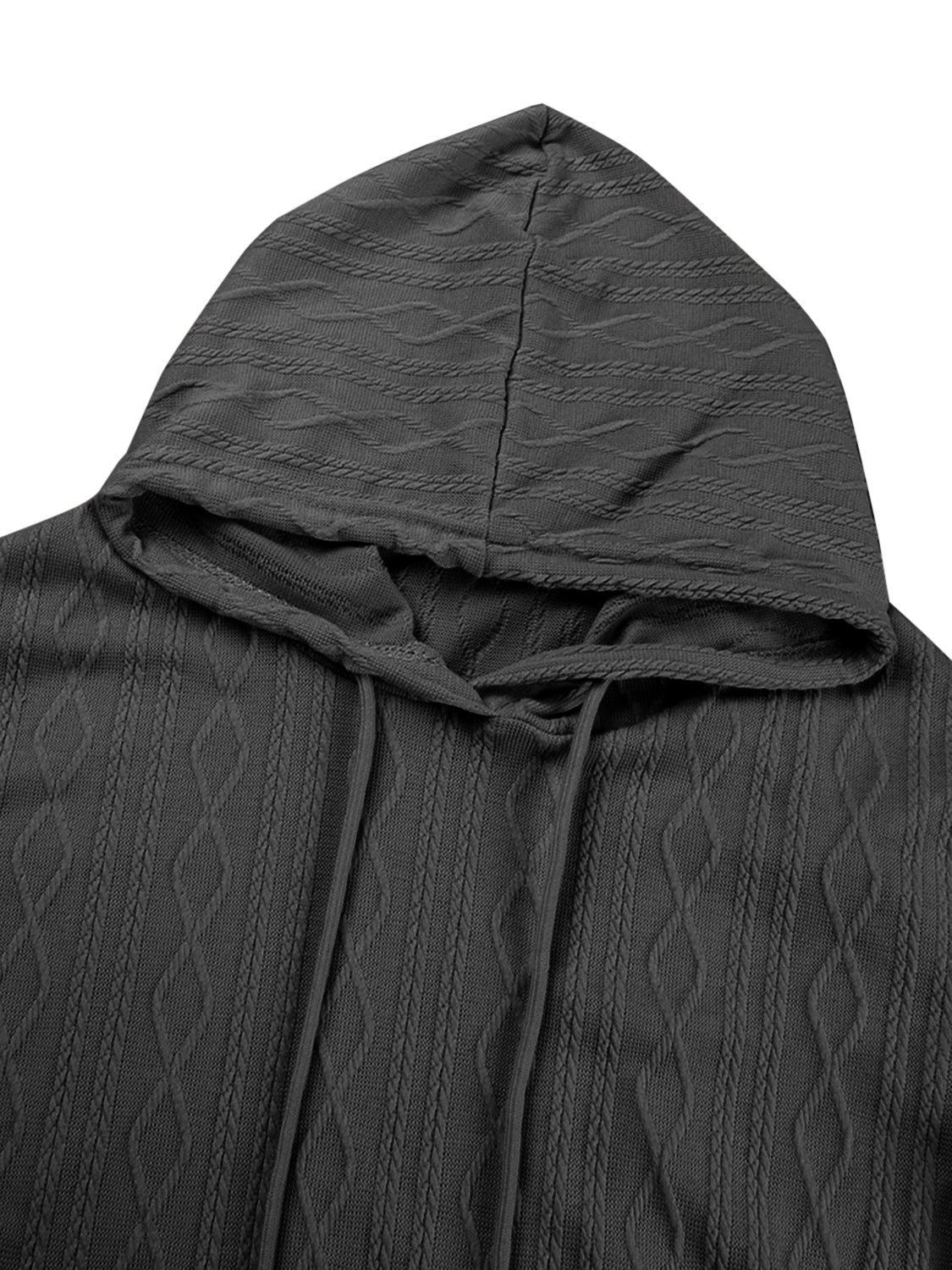Blue Zone Planet | Textured Drawstring Long Sleeve Hooded Dress BLUE ZONE PLANET