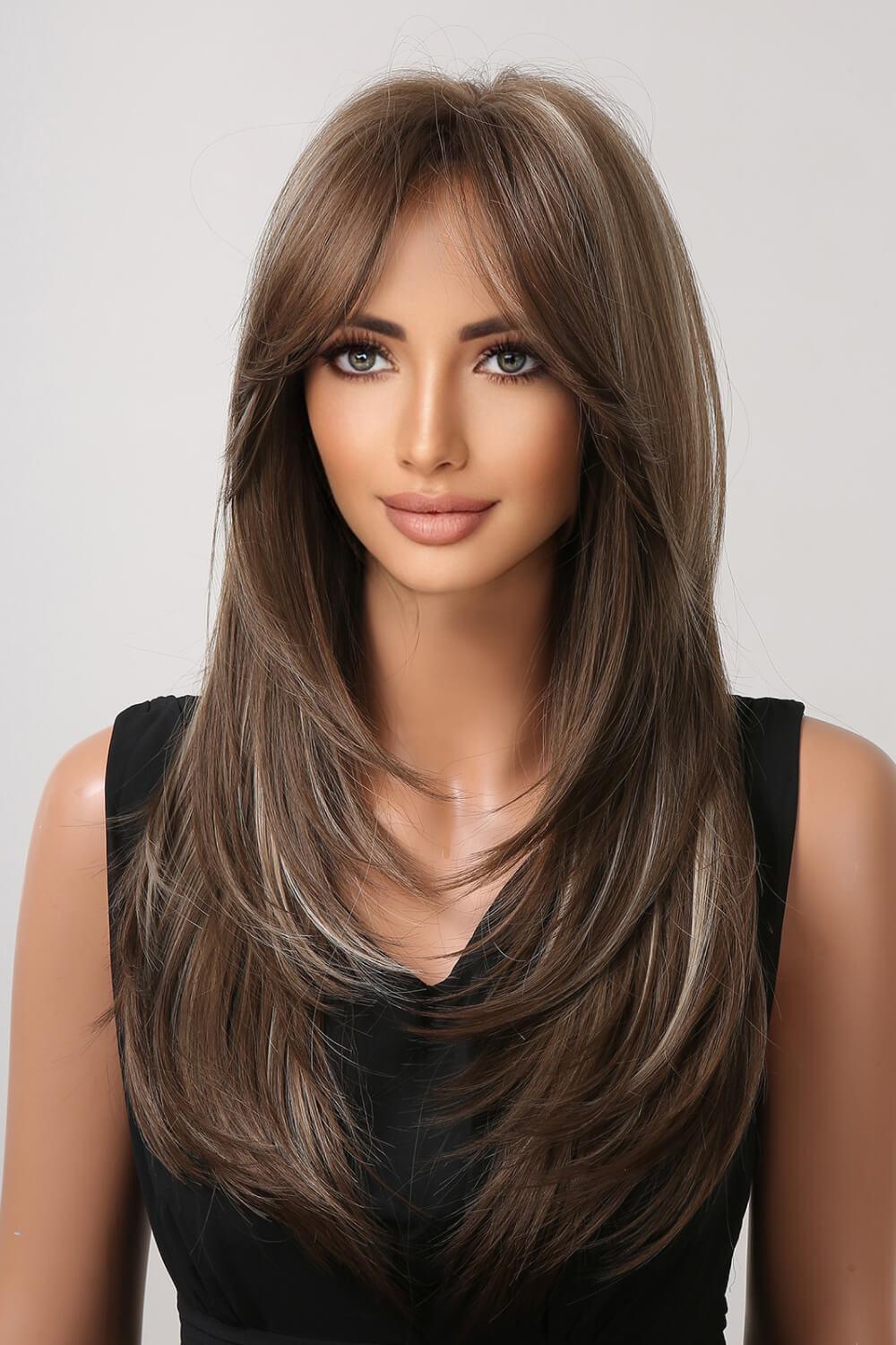13*1" Full-Machine Wigs Synthetic Long Straight 22" BLUE ZONE PLANET