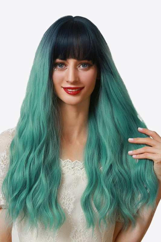 13*1" Full-Machine Wigs Synthetic Long Wave 26" in Seafoam Ombre BLUE ZONE PLANET