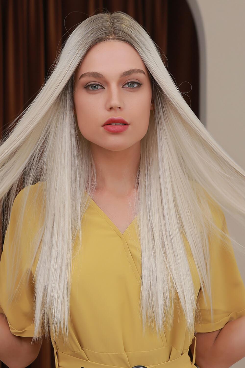 13*2" Lace Front Wigs Synthetic Long Straight 26" Heat Safe 150% Density BLUE ZONE PLANET