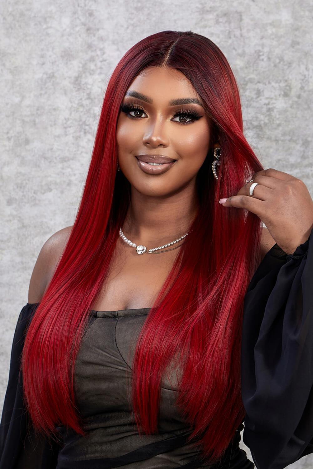13*2" Lace Front Wigs Synthetic Straight 26" 150% Density BLUE ZONE PLANET