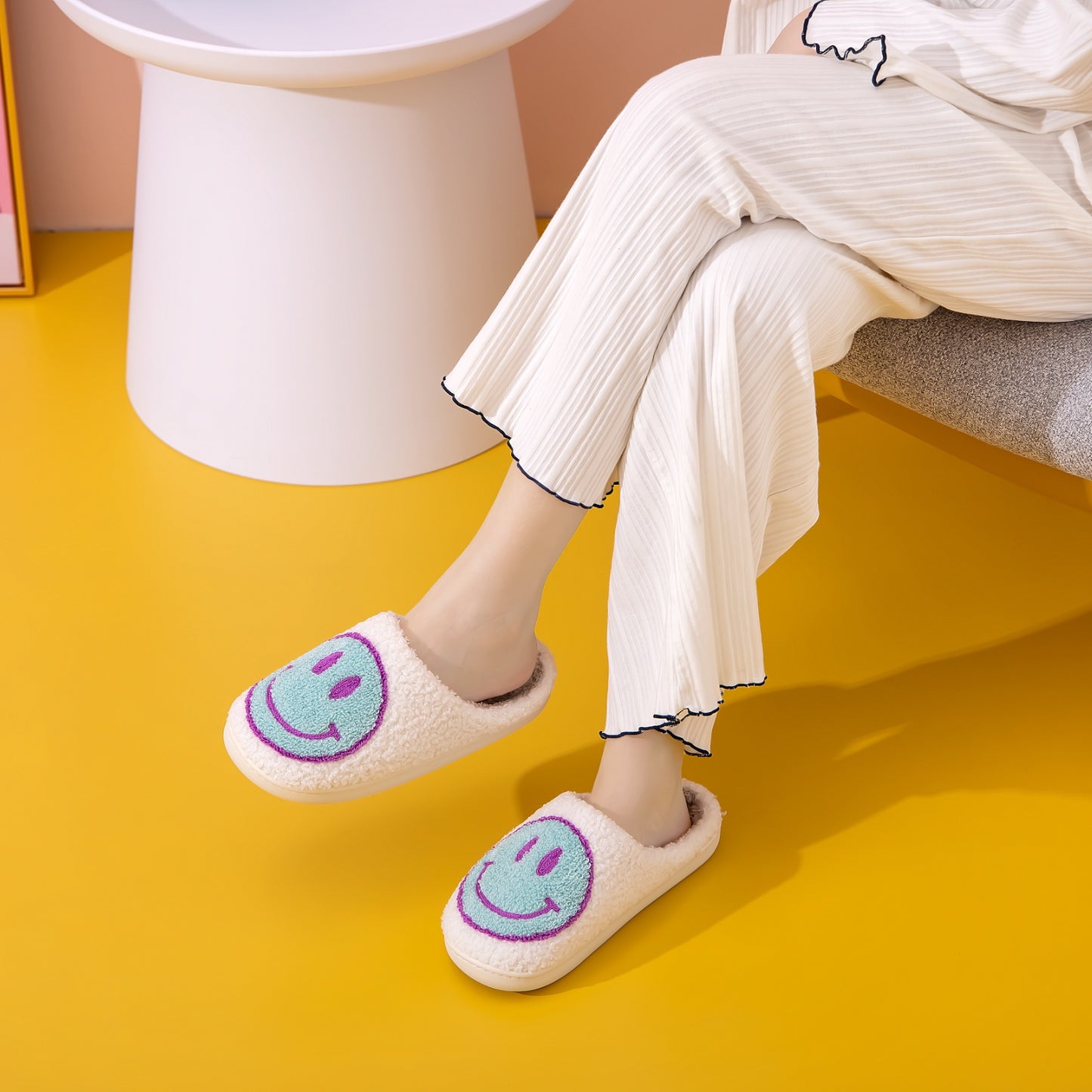 Blue Zone Planet | Melody Smiley Face Slippers BLUE ZONE PLANET