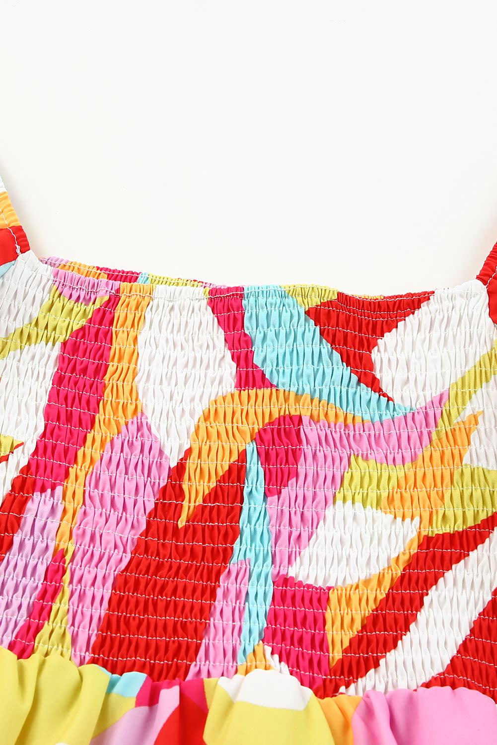 Blue Zone Planet | Multicolor Geometric Print Smocked Babydoll Mini Dress Blue Zone Planet