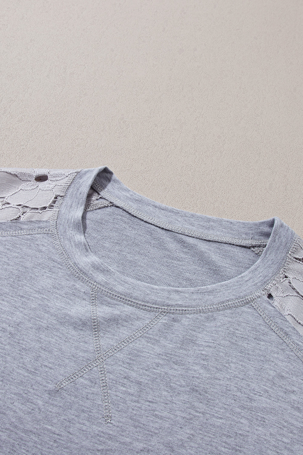 Light Grey Lace Floral Patchwork Ruffled T-shirt Dress Blue Zone Planet