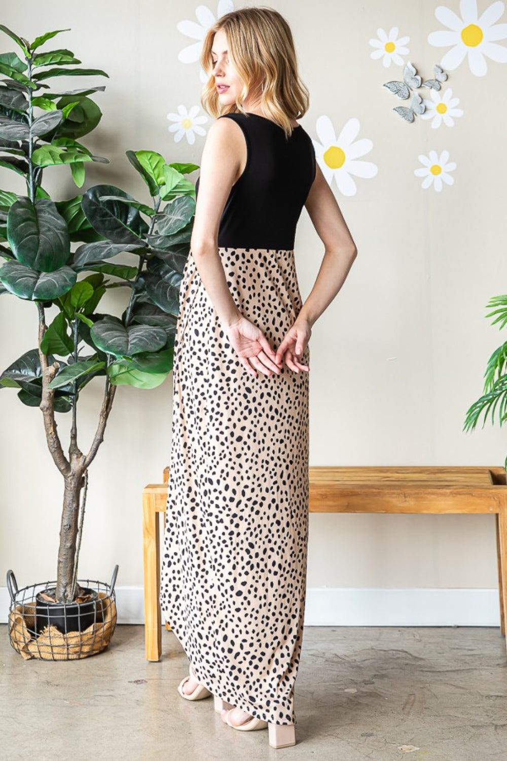 Blue Zone Planet | Heimish Full Size Slit Animal Print V-Neck Wide Strap Dress BLUE ZONE PLANET