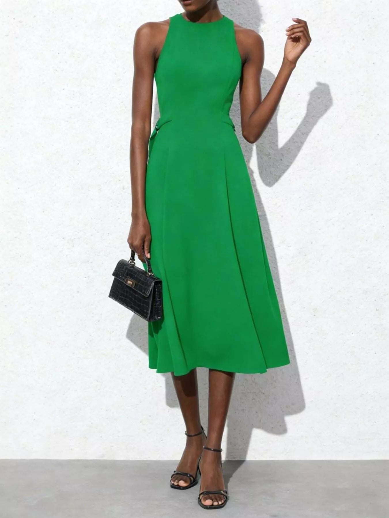 sleeveless tie waist midi dress Sleeveless Tie Waist Midi Dress