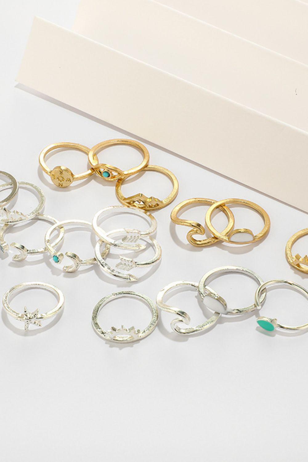 19-Piece Zinc Alloy Ring Set BLUE ZONE PLANET