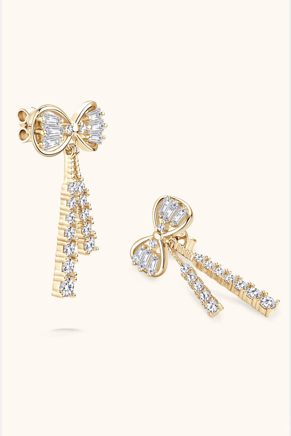1.12 Carat Moissanite 925 Sterling Silver Bow Earrings BLUE ZONE PLANET
