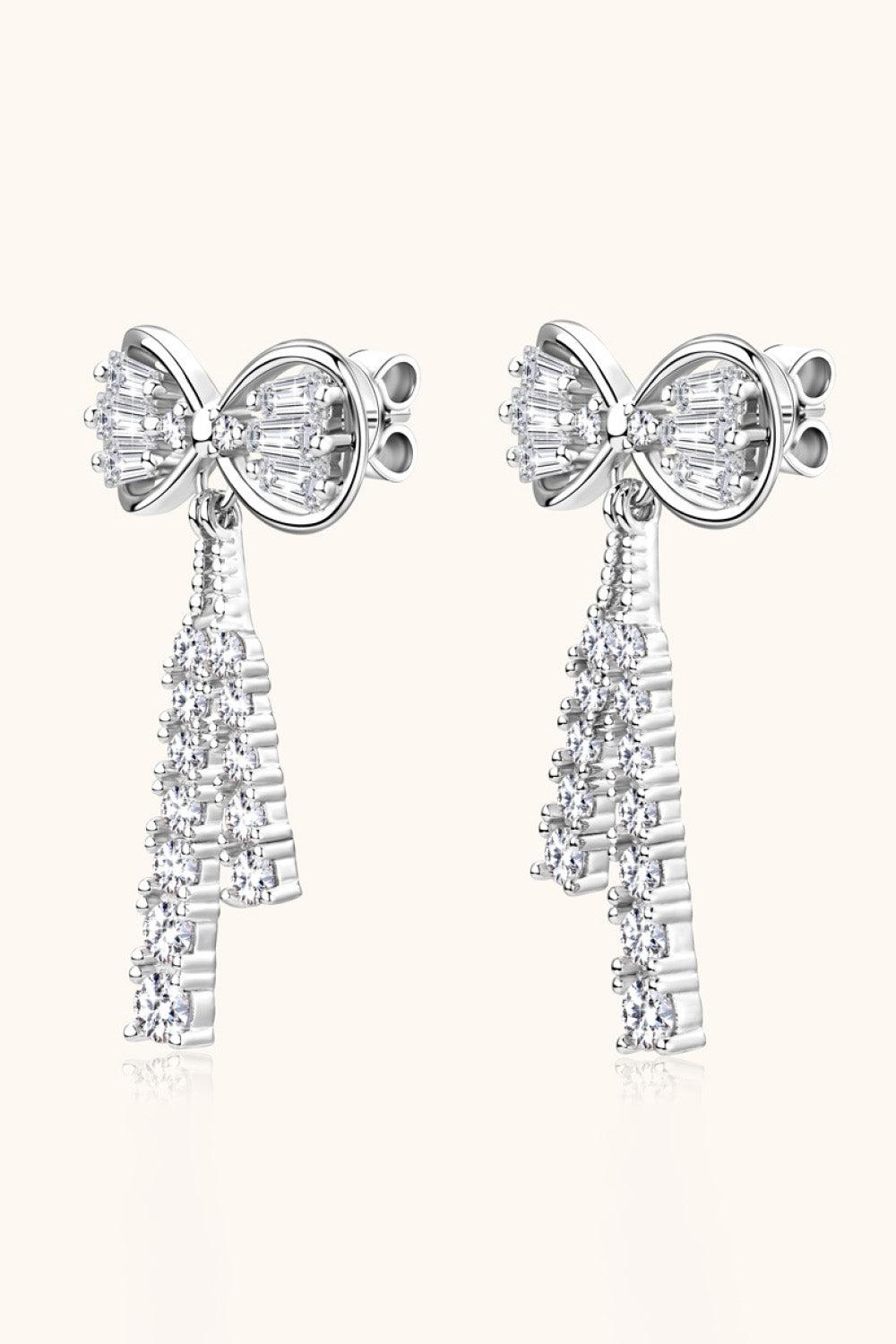 1.12 Carat Moissanite 925 Sterling Silver Bow Earrings BLUE ZONE PLANET