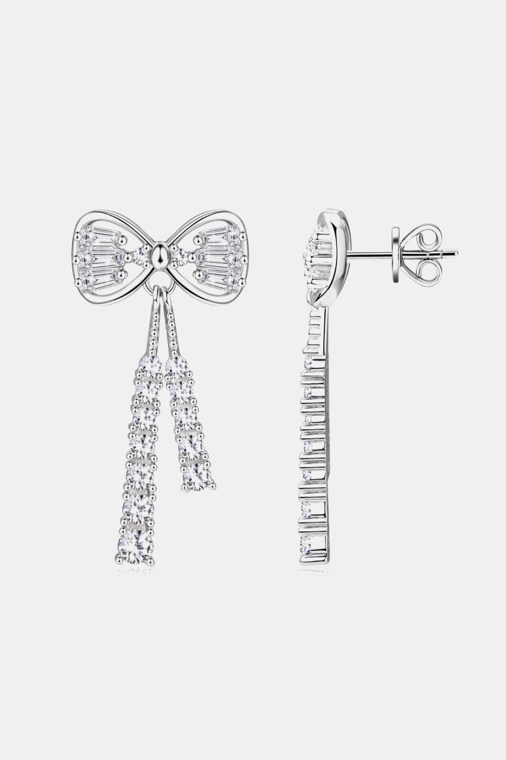 1.12 Carat Moissanite 925 Sterling Silver Bow Earrings BLUE ZONE PLANET