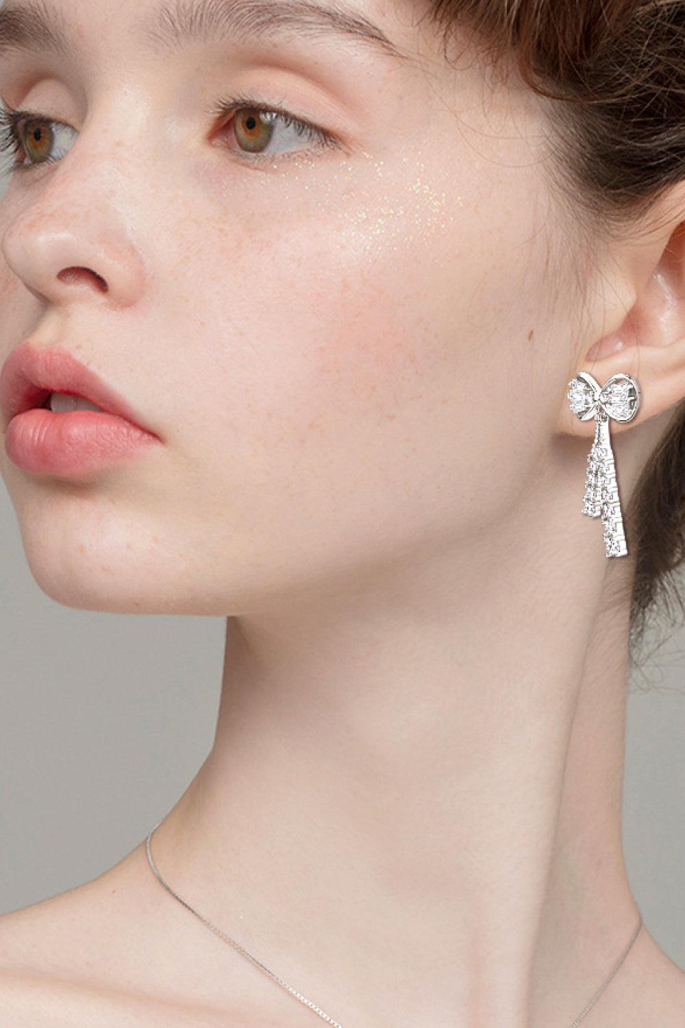 1.12 Carat Moissanite 925 Sterling Silver Bow Earrings BLUE ZONE PLANET