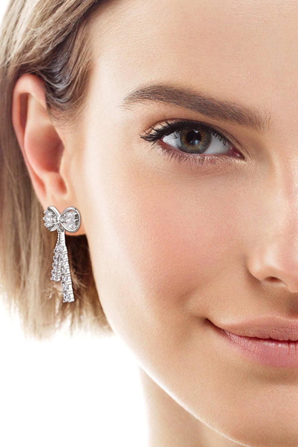 1.12 Carat Moissanite 925 Sterling Silver Bow Earrings BLUE ZONE PLANET