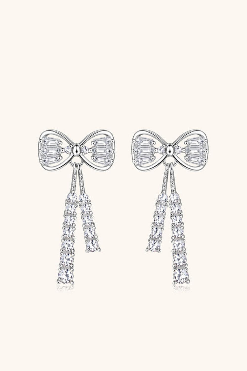 1.12 Carat Moissanite 925 Sterling Silver Bow Earrings BLUE ZONE PLANET