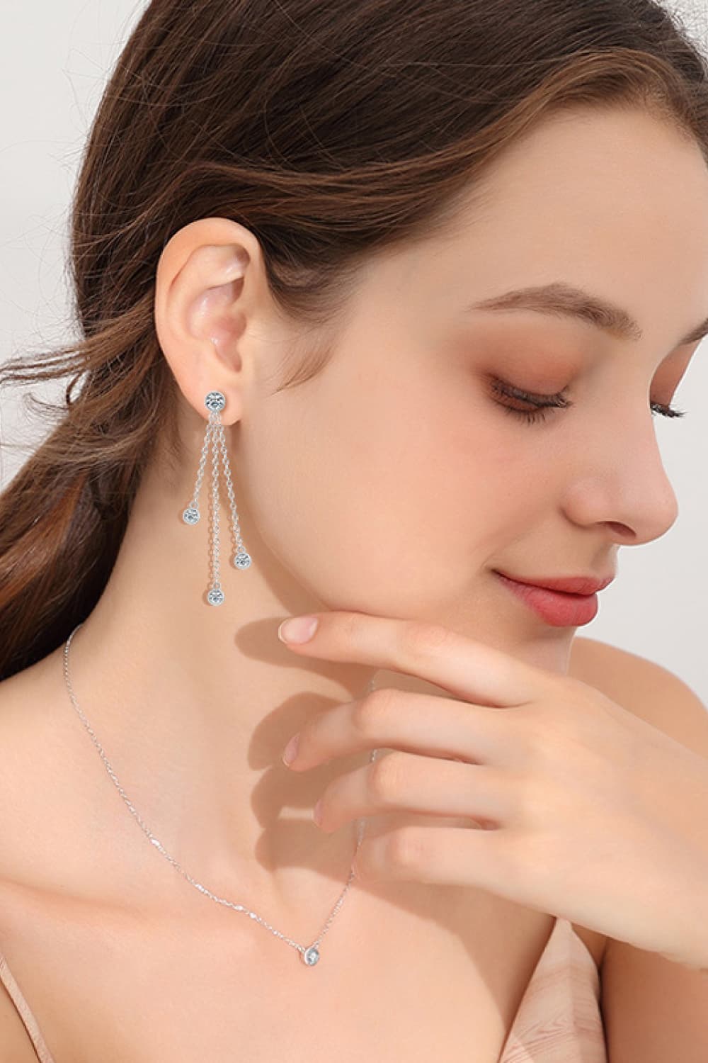 1.2 Carat Moissanite Layered Chain Earrings BLUE ZONE PLANET