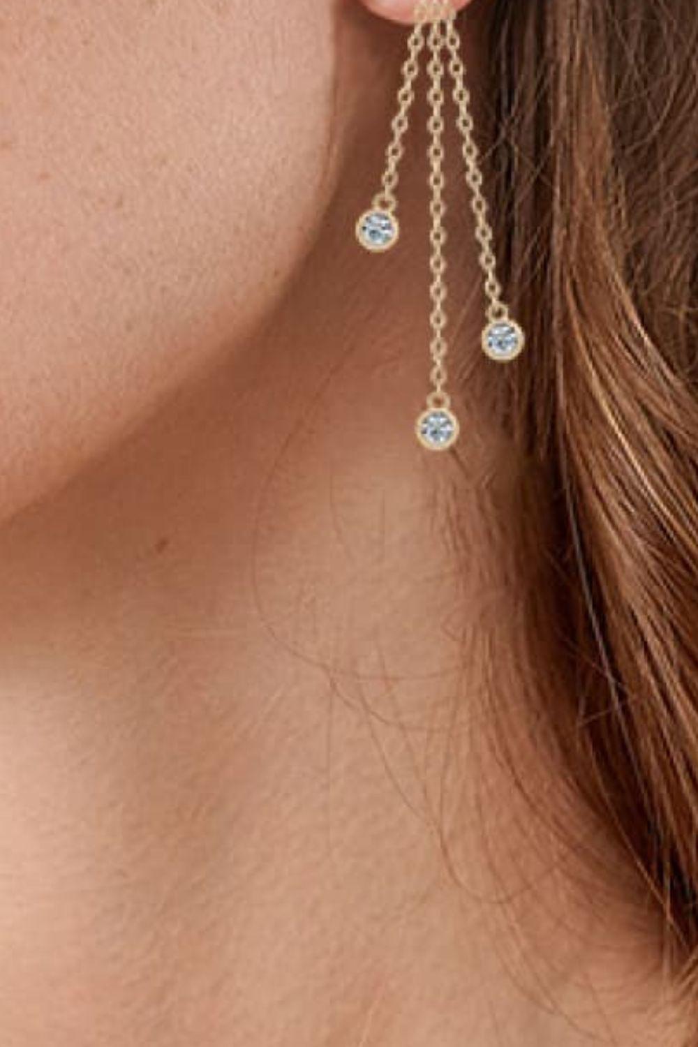 1.2 Carat Moissanite Layered Chain Earrings BLUE ZONE PLANET