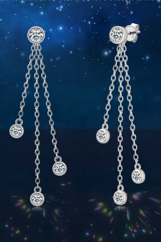 1.2 Carat Moissanite Layered Chain Earrings BLUE ZONE PLANET