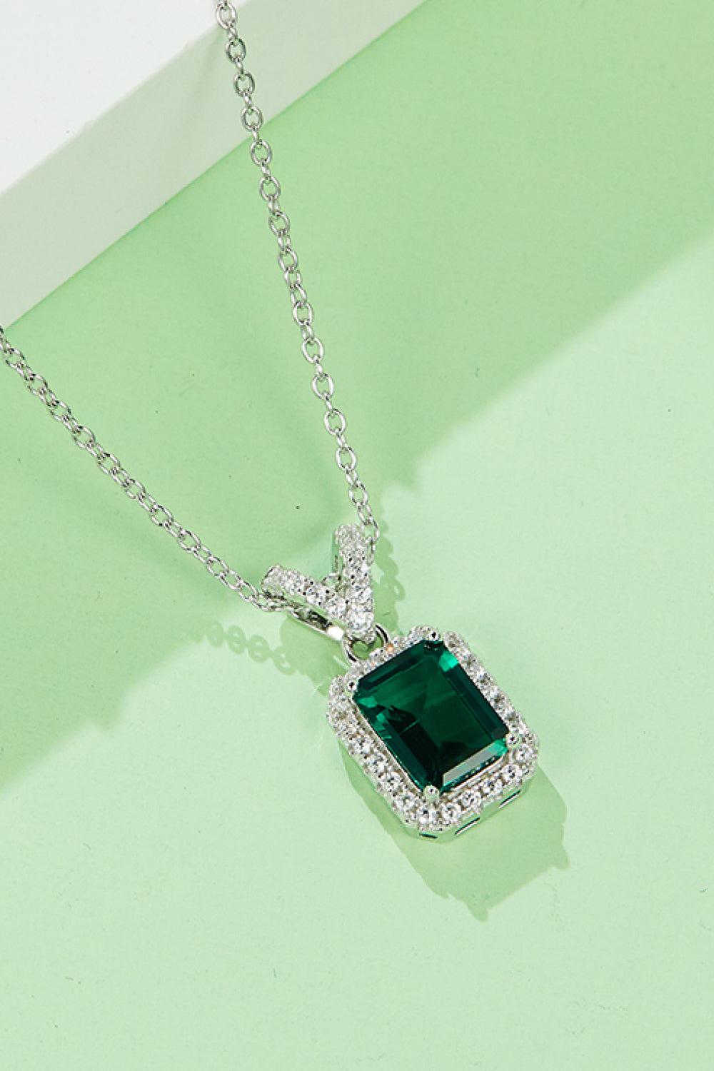 1.25 Carat Lab-Grown Emerald Pendant Necklace BLUE ZONE PLANET