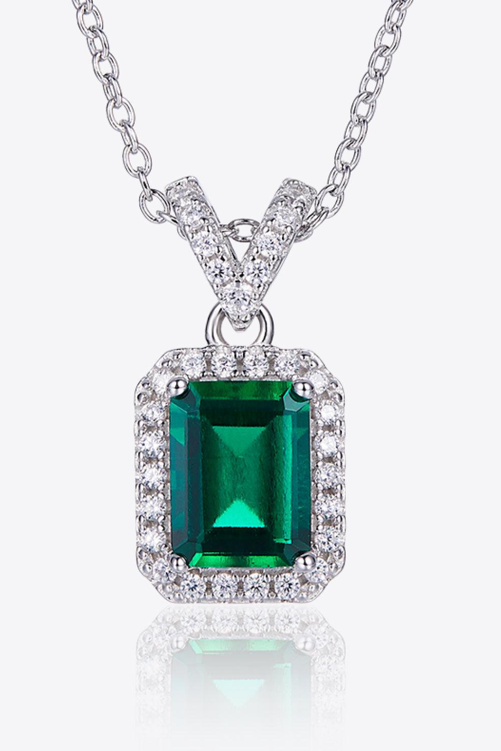 1.25 Carat Lab-Grown Emerald Pendant Necklace BLUE ZONE PLANET