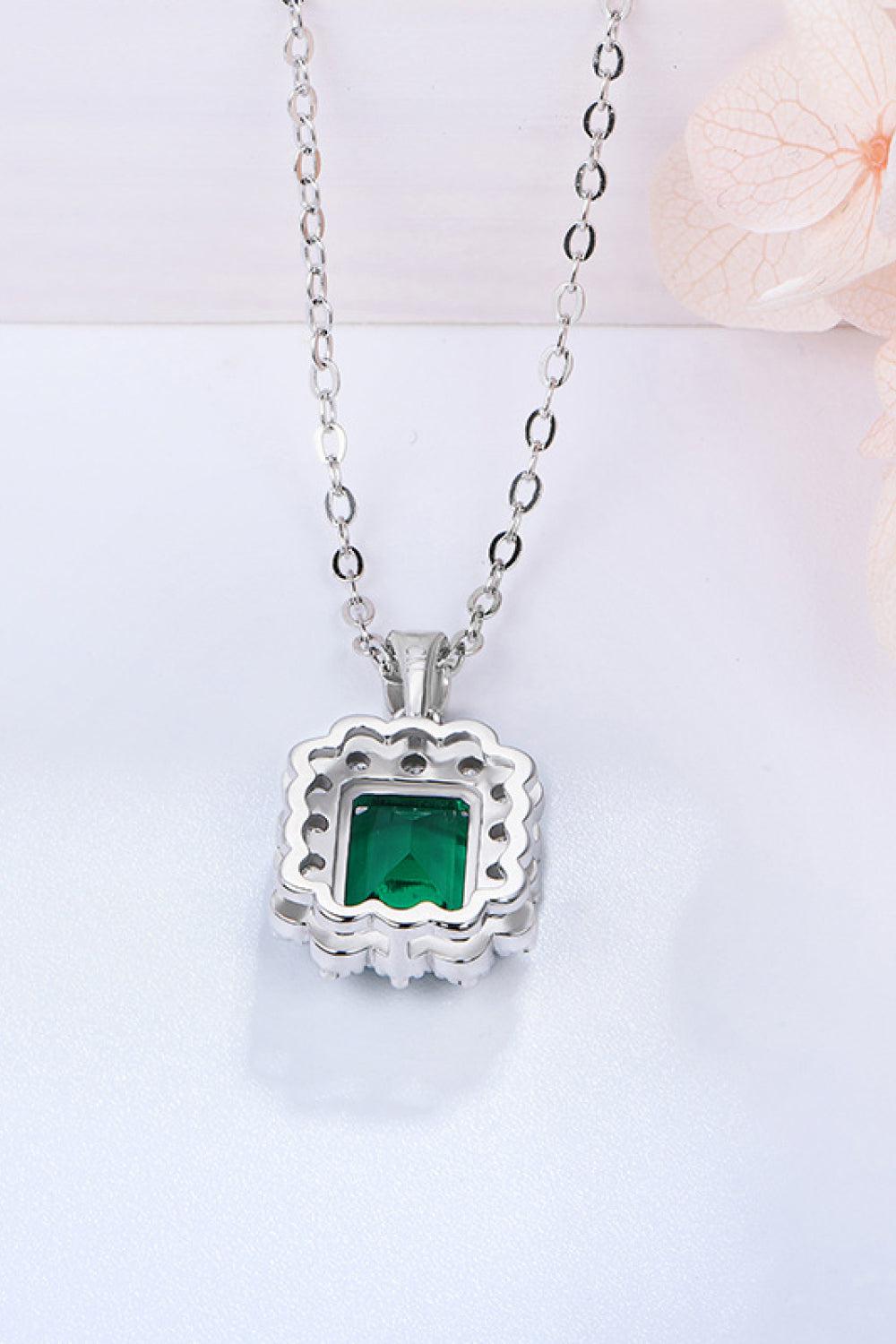 1.5 Carat Lab-Grown Emerald Pendant 925 Sterling Silver Necklace BLUE ZONE PLANET