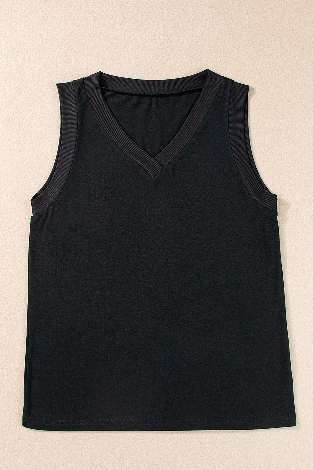 Blue Zone Planet | Black Ribbed V Neck Tank Blue Zone Planet