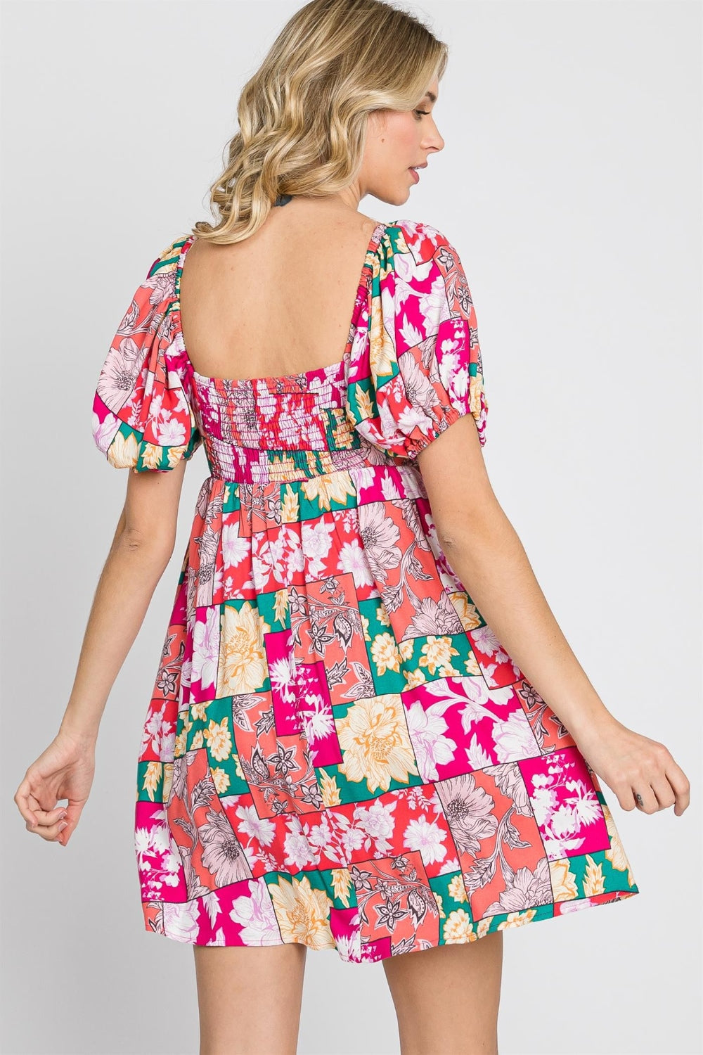 Blue Zone Planet | GeeGee Floral Ruff Sleeve Mini Dress BLUE ZONE PLANET