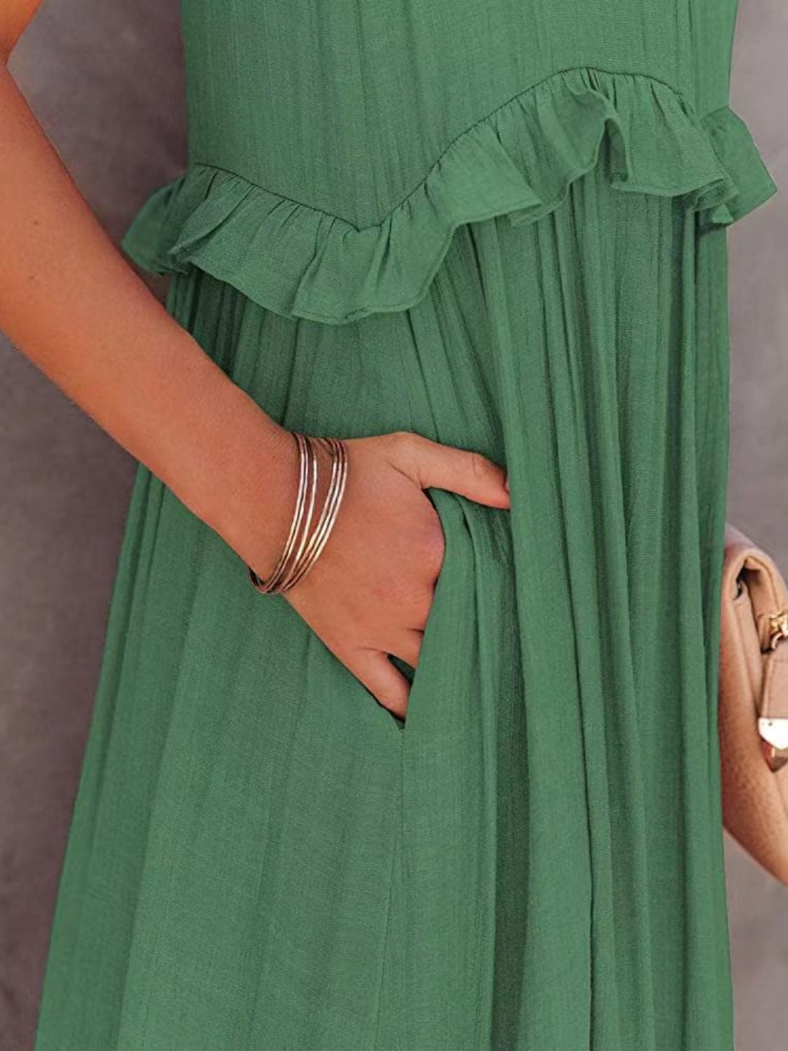 Blue Zone Planet | Ruffled Sleeveless Tiered Maxi Dress with Pockets BLUE ZONE PLANET