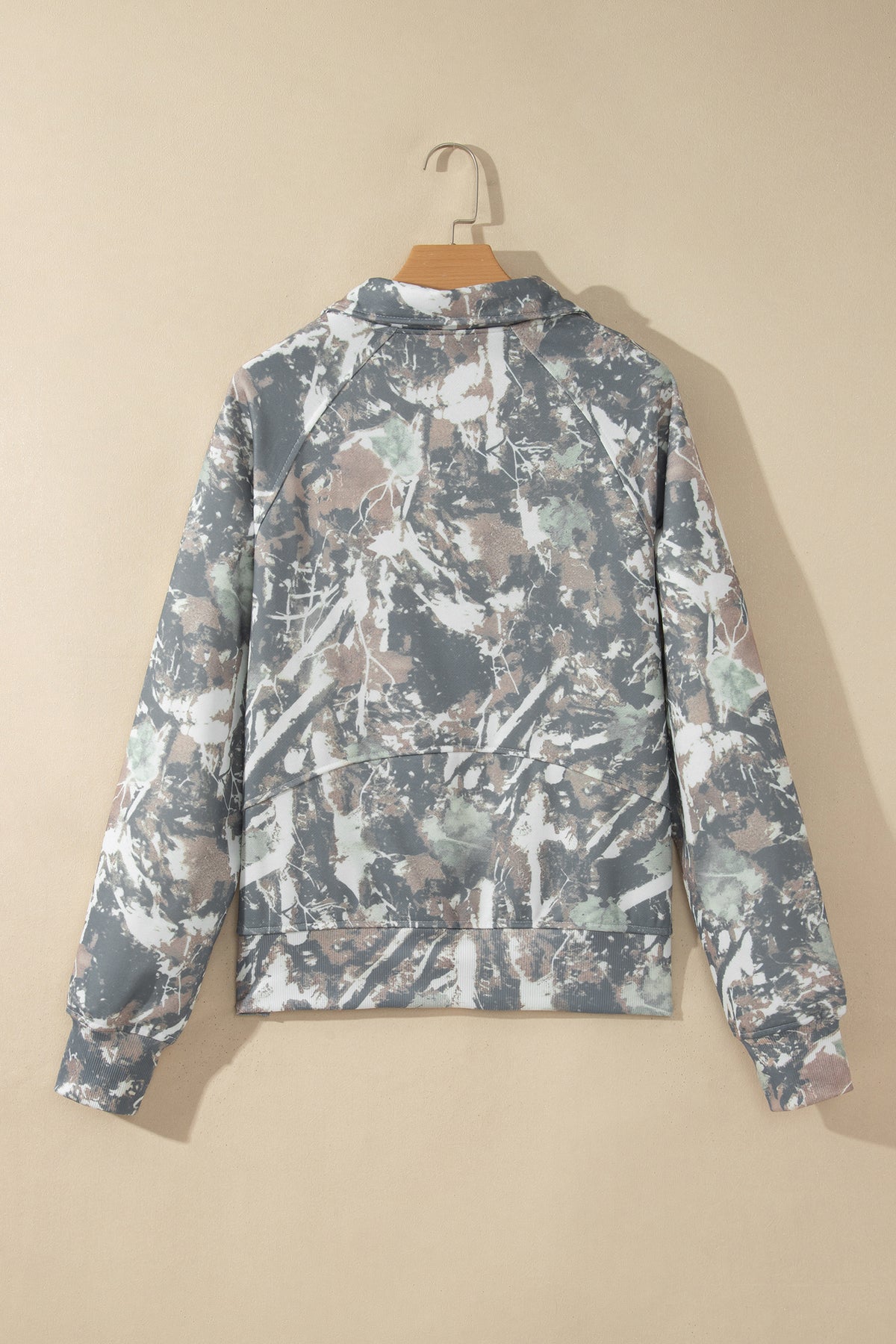 Multicolour Abstract Print Quarter Zip Kangaroo Pocket Sweatshirt