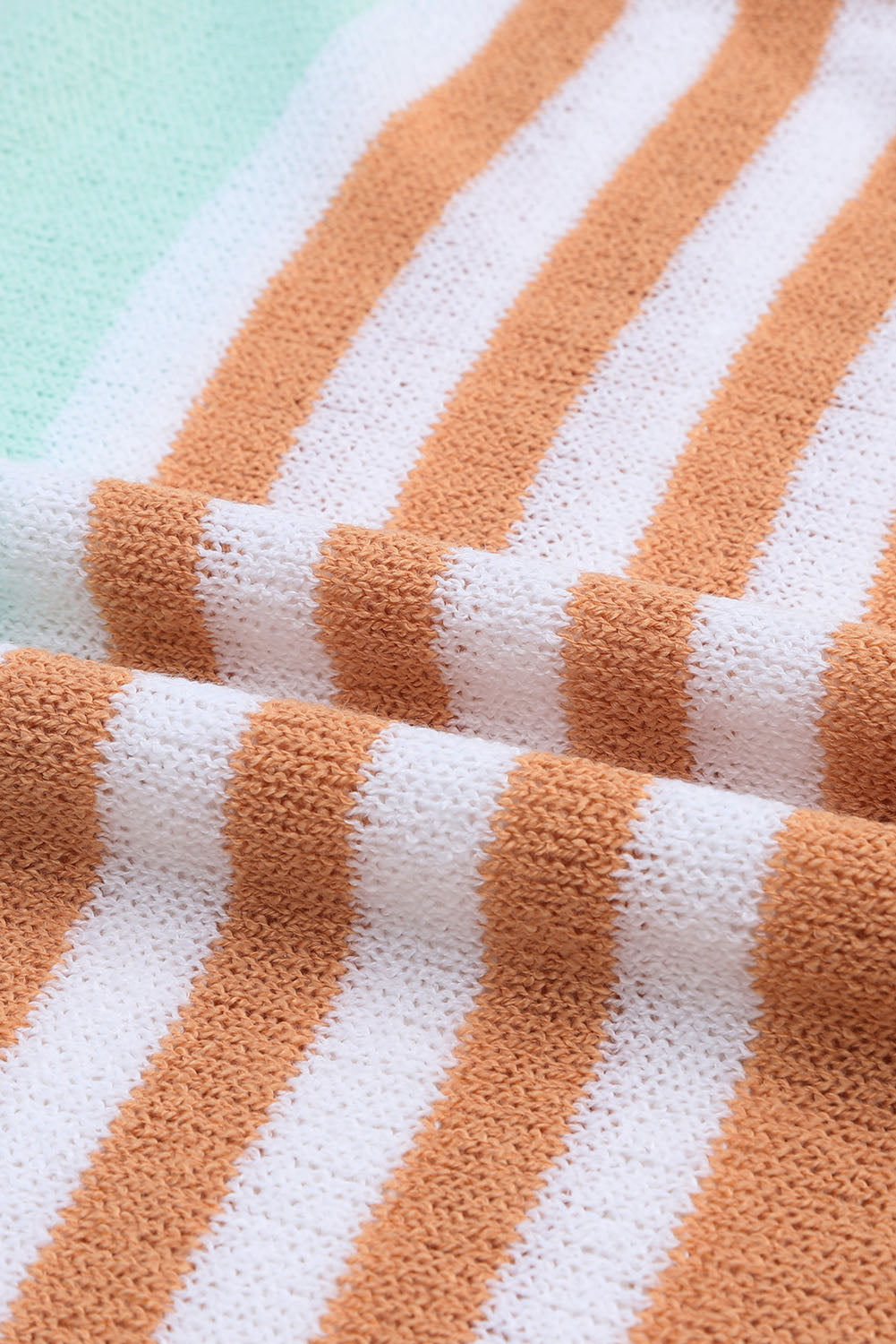 Multicolor Colorblock Stripe Long Sleeve Split Sweater Blue Zone Planet