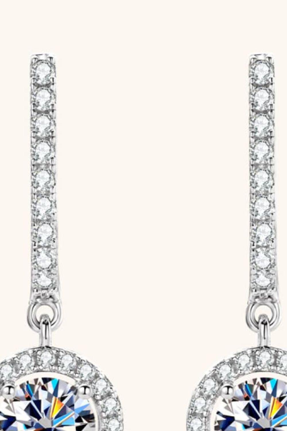 2 Carat Moissanite 925 Sterling Silver Drop Earrings BLUE ZONE PLANET