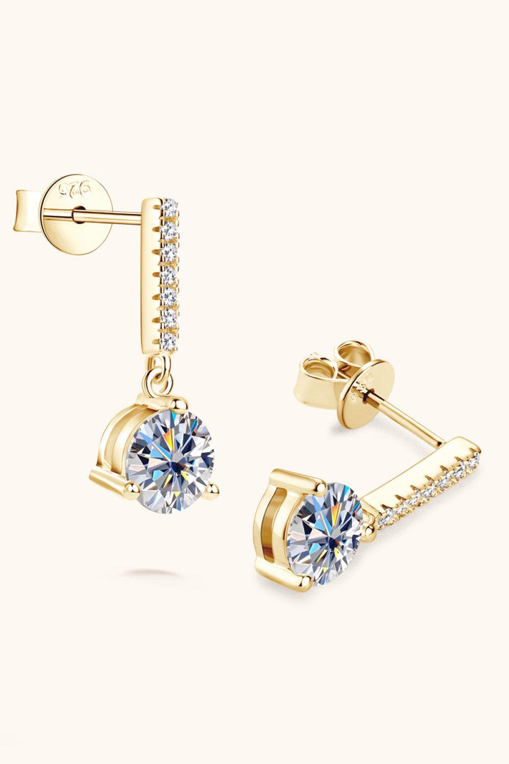 2 Carat Moissanite 925 Sterling Silver Drop Earrings BLUE ZONE PLANET