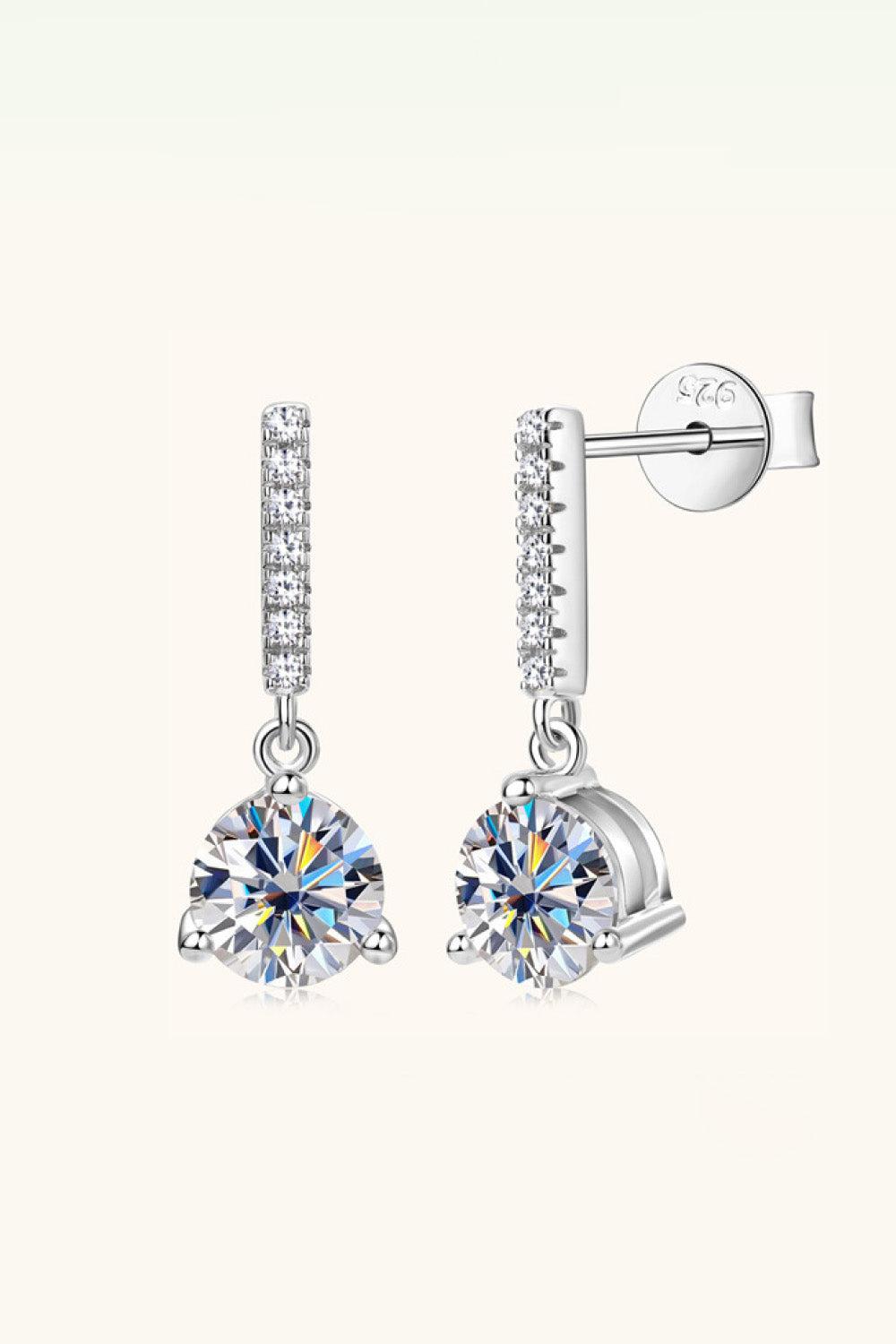 2 Carat Moissanite 925 Sterling Silver Drop Earrings BLUE ZONE PLANET