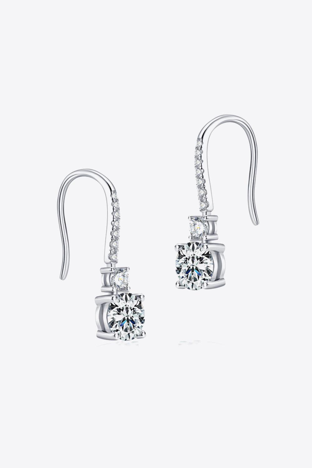 2 Carat Moissanite 925 Sterling Silver Drop Earrings BLUE ZONE PLANET
