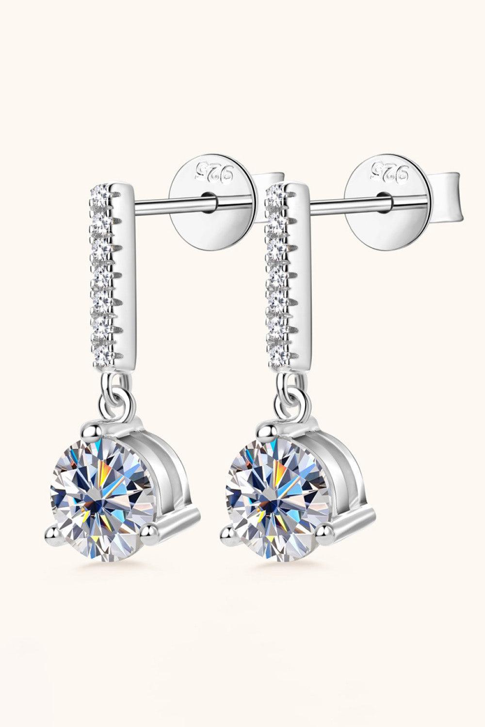 2 Carat Moissanite 925 Sterling Silver Drop Earrings BLUE ZONE PLANET