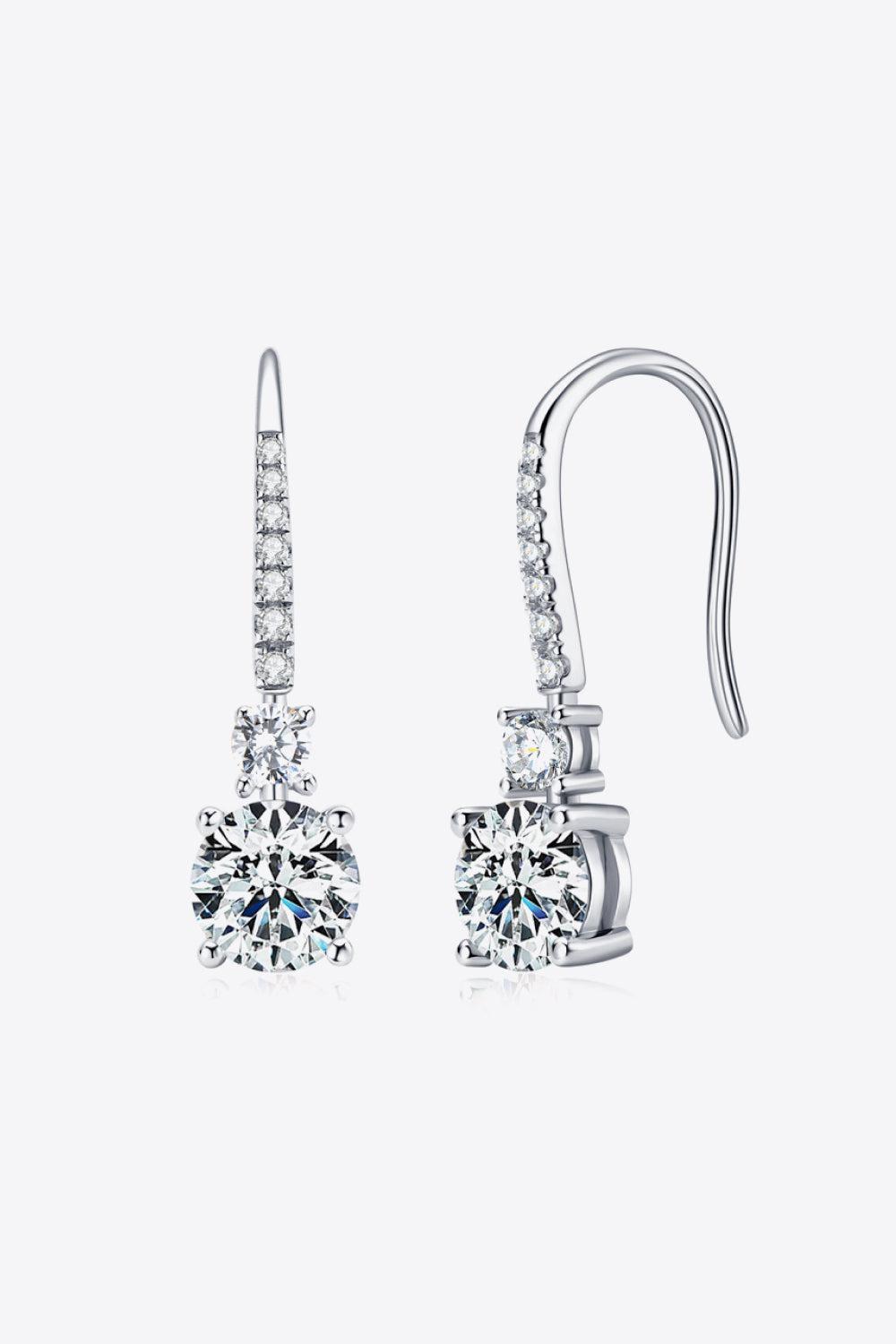 2 Carat Moissanite 925 Sterling Silver Drop Earrings BLUE ZONE PLANET