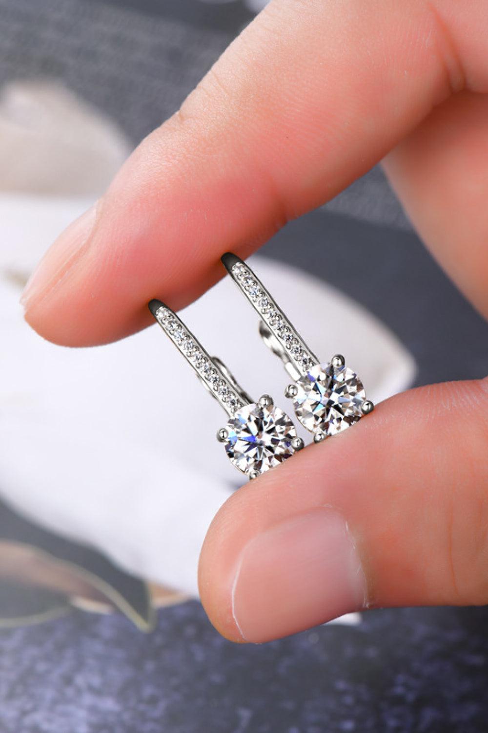 2 Carat Moissanite 925 Sterling Silver Earrings BLUE ZONE PLANET