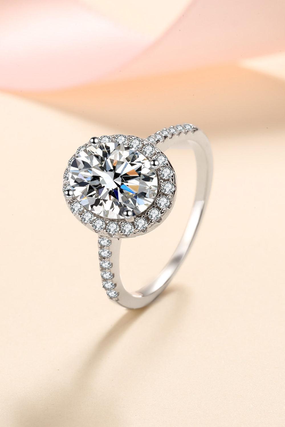 2 Carat Moissanite 925 Sterling Silver Halo Ring BLUE ZONE PLANET