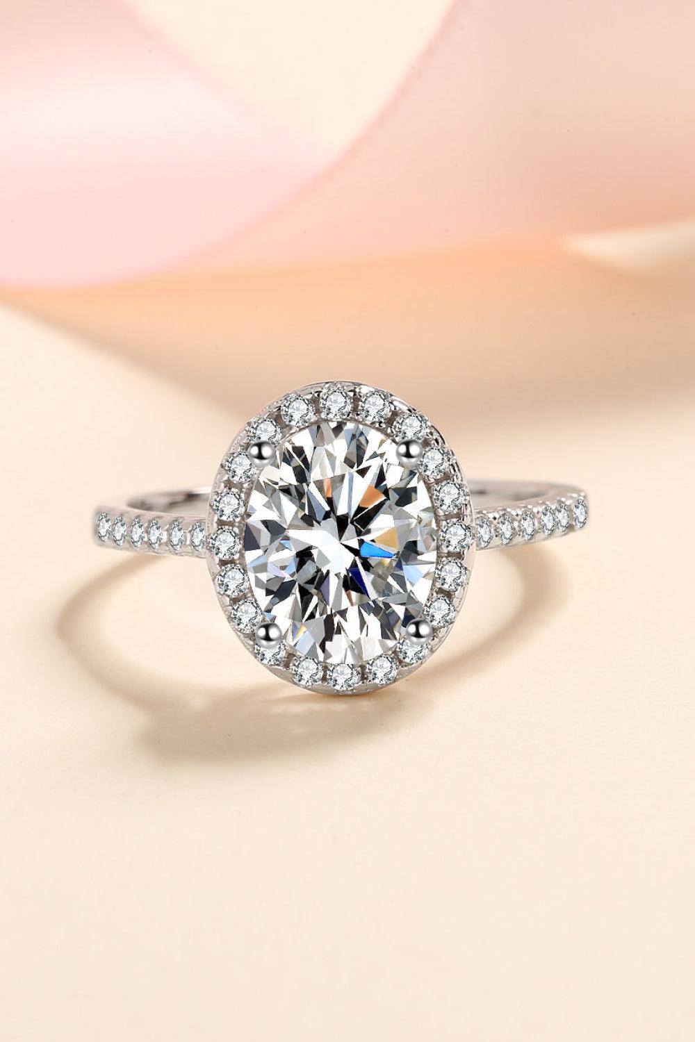 2 Carat Moissanite 925 Sterling Silver Halo Ring BLUE ZONE PLANET