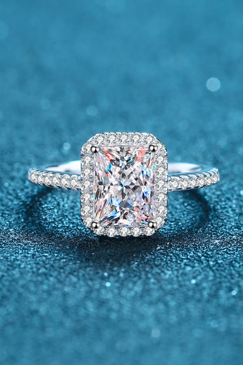 2 Carat Moissanite 925 Sterling Silver Halo Ring BLUE ZONE PLANET
