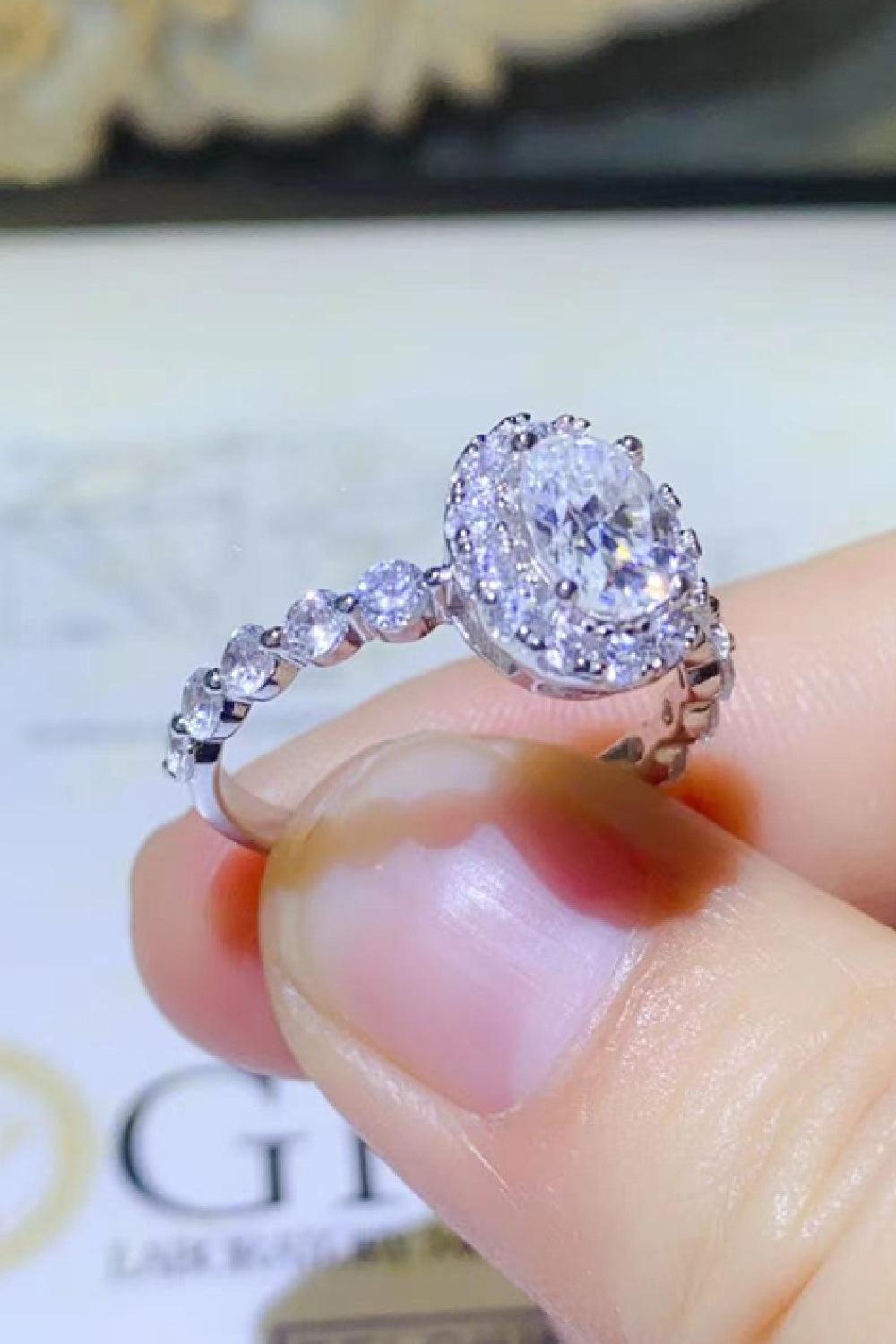 2 Carat Moissanite 925 Sterling Silver Halo Ring BLUE ZONE PLANET