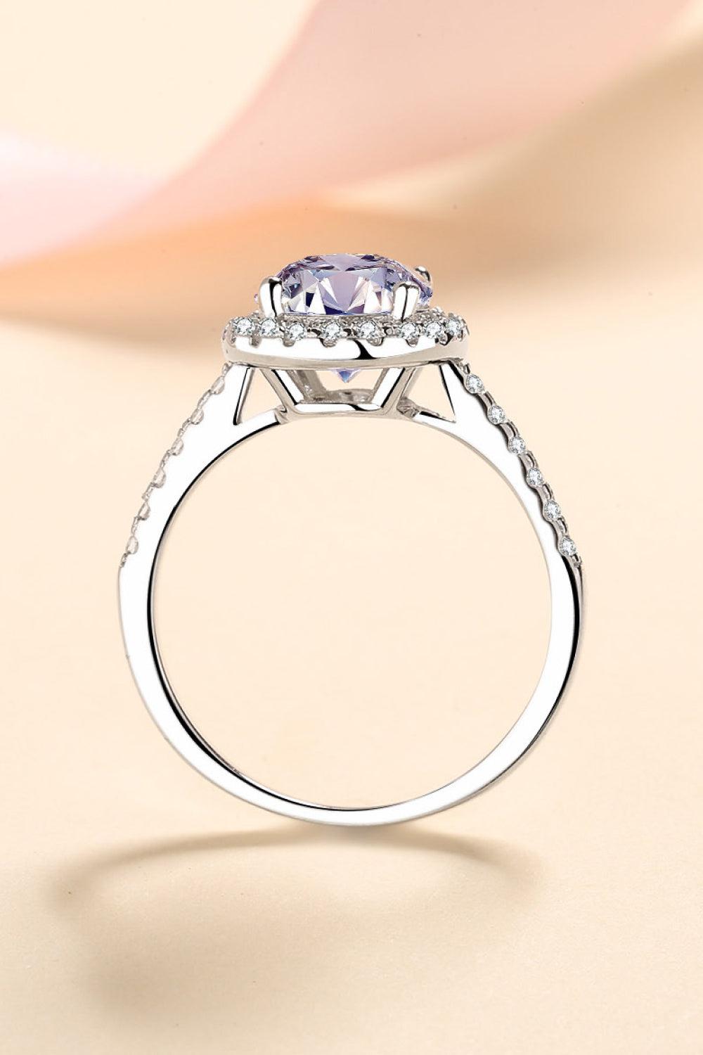 2 Carat Moissanite 925 Sterling Silver Halo Ring BLUE ZONE PLANET
