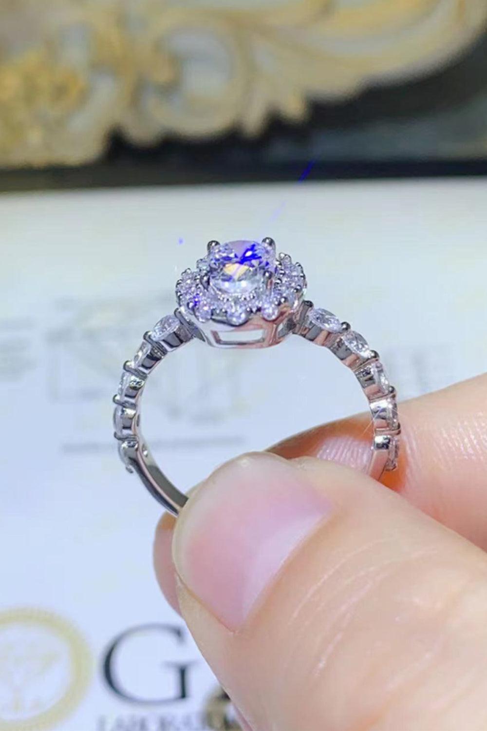 2 Carat Moissanite 925 Sterling Silver Halo Ring BLUE ZONE PLANET