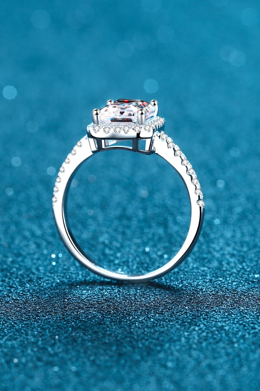 2 Carat Moissanite 925 Sterling Silver Halo Ring BLUE ZONE PLANET