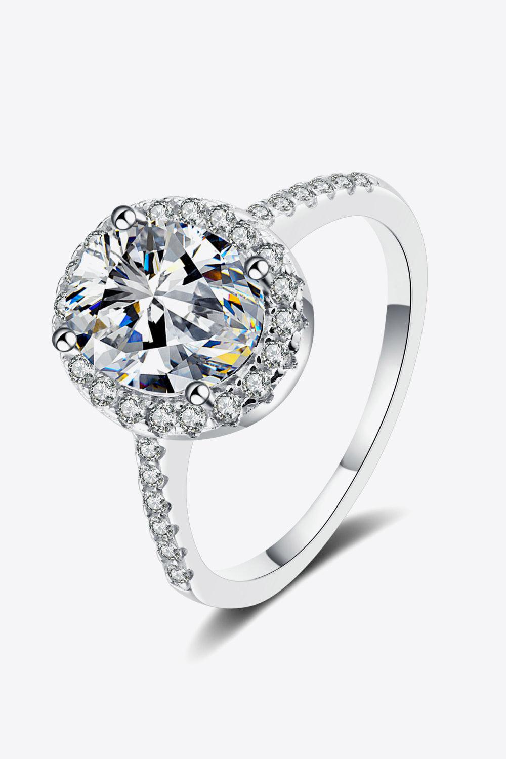 2 Carat Moissanite 925 Sterling Silver Halo Ring BLUE ZONE PLANET
