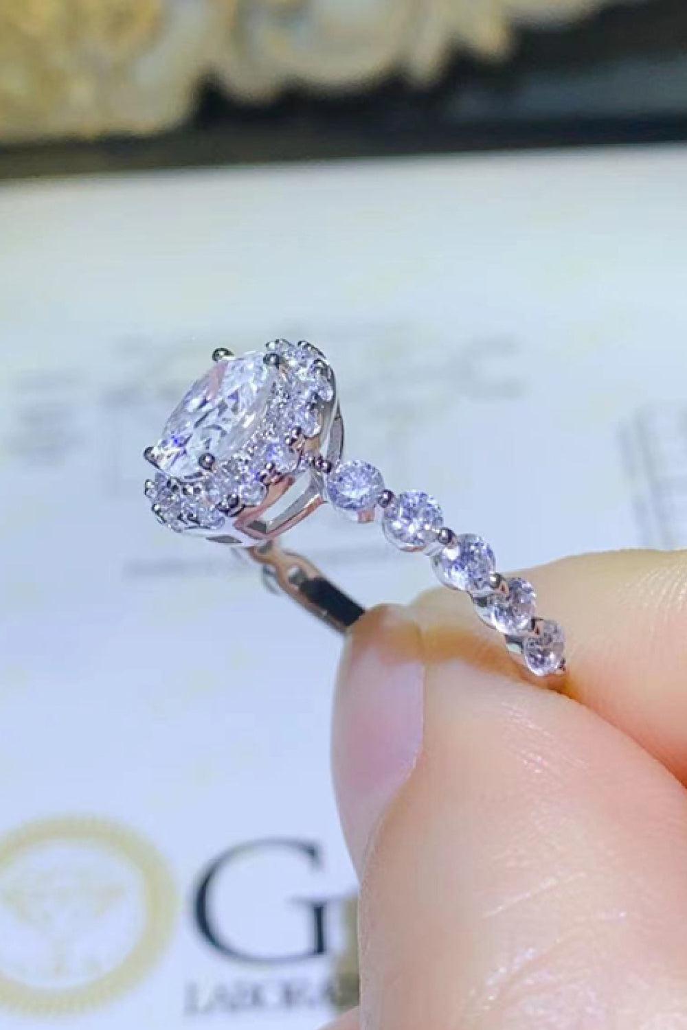 2 Carat Moissanite 925 Sterling Silver Halo Ring BLUE ZONE PLANET
